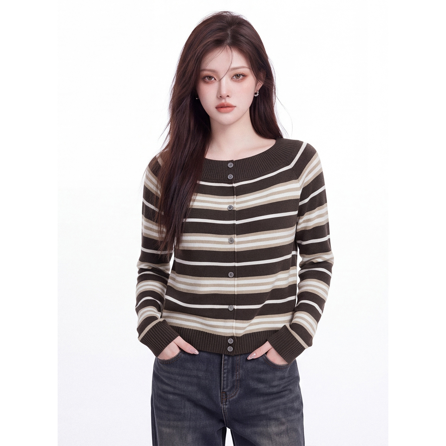 Women's Off-Shoulder Striped Knit Sweater Autumn 2026 - Image 2