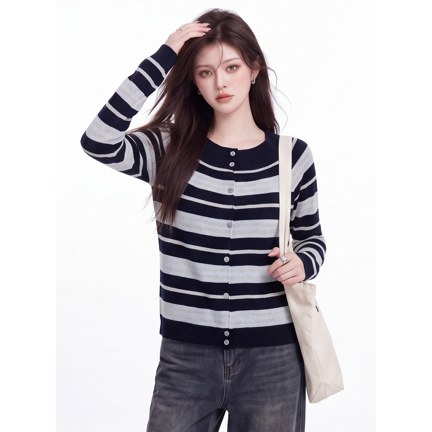 Women's Off-Shoulder Striped Knit Sweater Autumn 2026 - Image 3