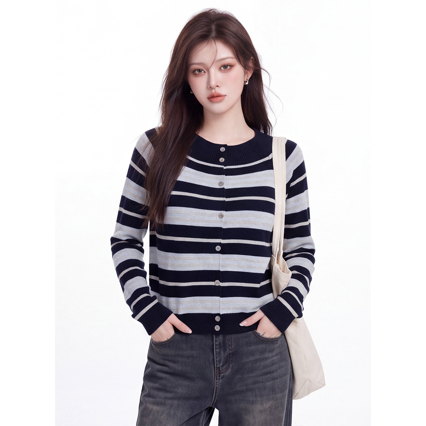 Women's Off-Shoulder Striped Knit Sweater Autumn 2026 - Image 4