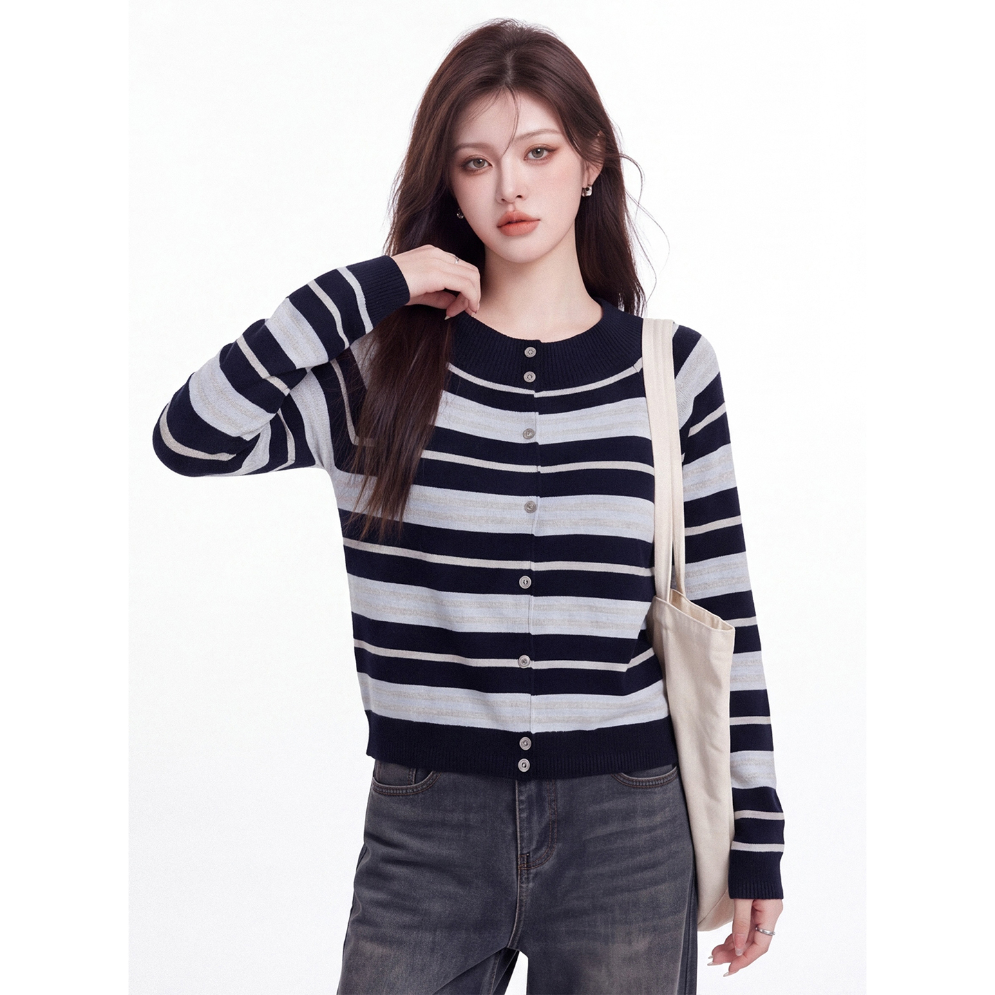 Women's Off-Shoulder Striped Knit Sweater Autumn 2026 - Image 5